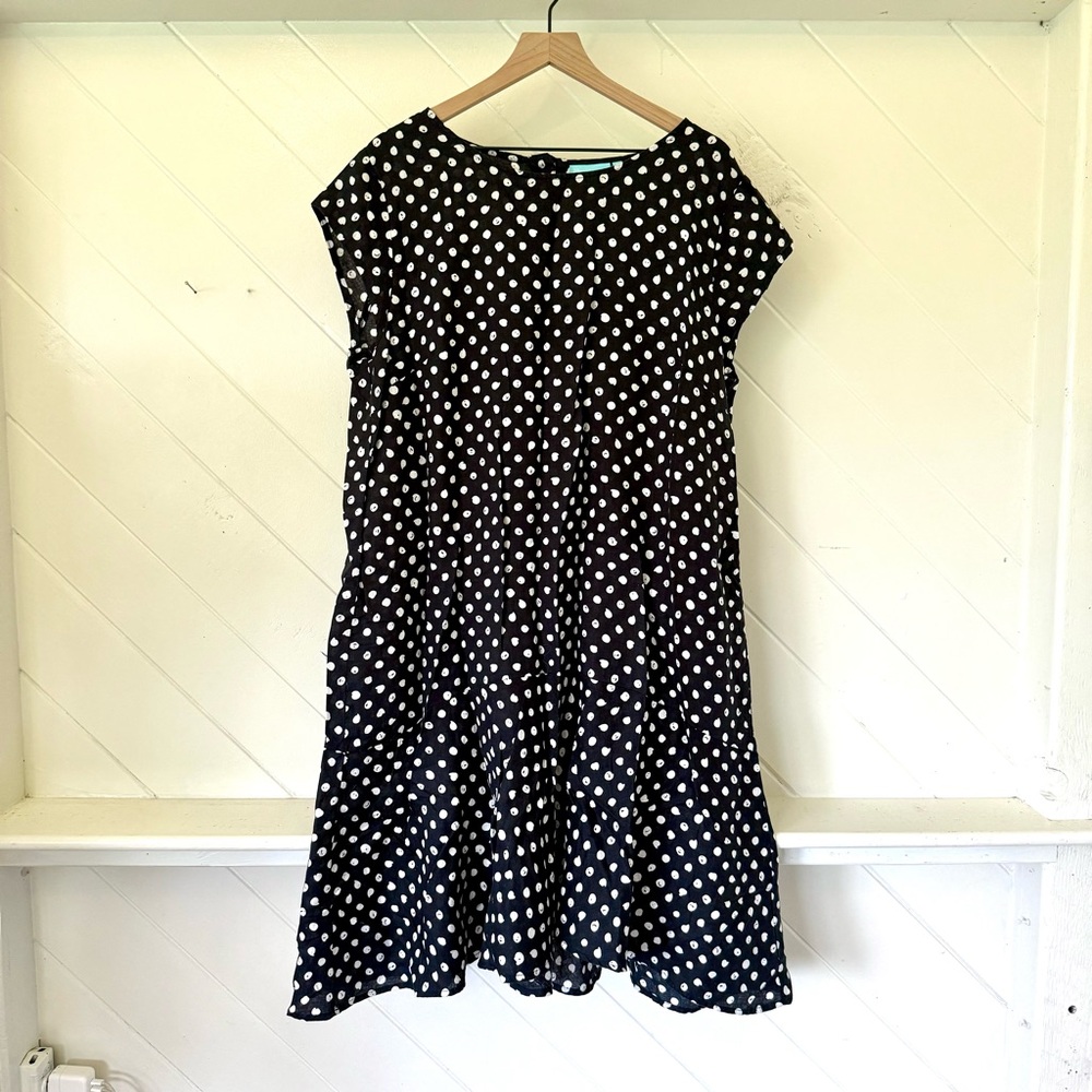 Blue Illusion polka dot linen dress